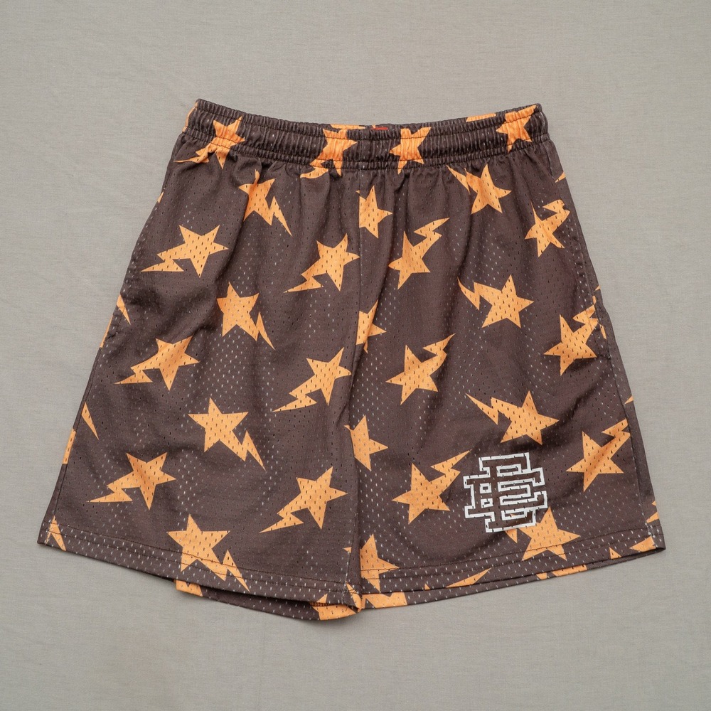 Eric Emanual Bape Brown Orange Star Swoosh Short Medium‎